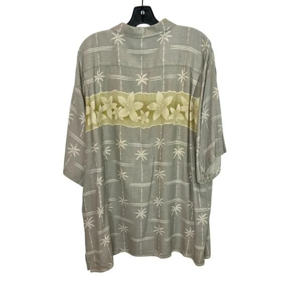 Tommy Bahama Gray Green Floral Silk Shirt - Size XL - Picture 3 of 5